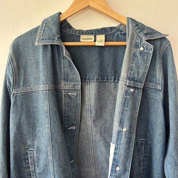 Crossroads Denim Jacket Womens Medium Button Front Jean Jacket VTG Pockets - Picture 3 of 5